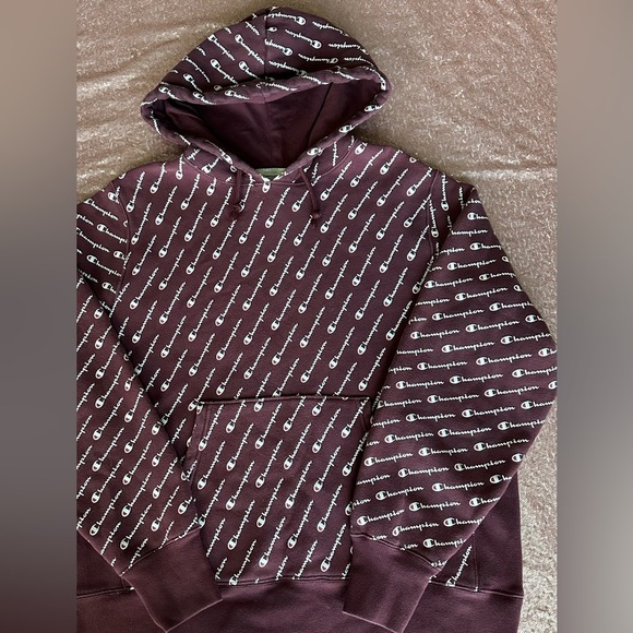 Champion Reverse Weave AOP PO Hoodie S2974 CPB SZ L Unisex, Burgundy, y2k, 90s - Picture 1 of 10